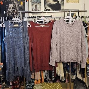 Pink Rose Knit Sweater Collection - Blue, Red, and Lilac